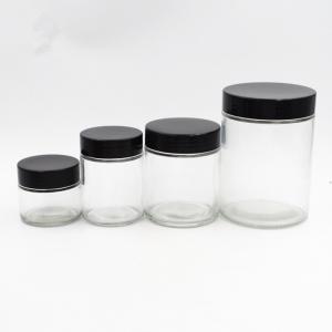 2oz benutzerdefinierte Glasbehälter kindersicher Glas schwarz Weithalsglas