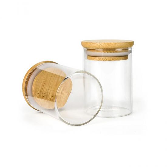 Kindersichere Küchenbehälter aus Glas mit Bambusdeckel aus Holz - Safecare