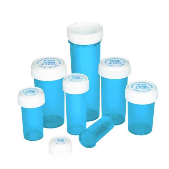 Blaue verschreibungspflichtige Flasche, umkehrbare Tablettenverpackung, doppelseitiger Pillenbehälter - Safecare
