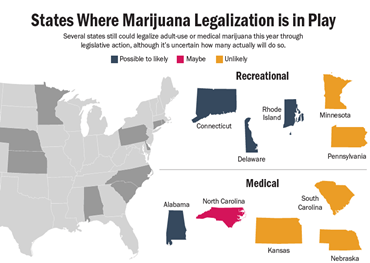  Diese Staaten Könnte RECHTLICH REGELIEREN Erholungs- oder medizinische Cannabis in 2021 