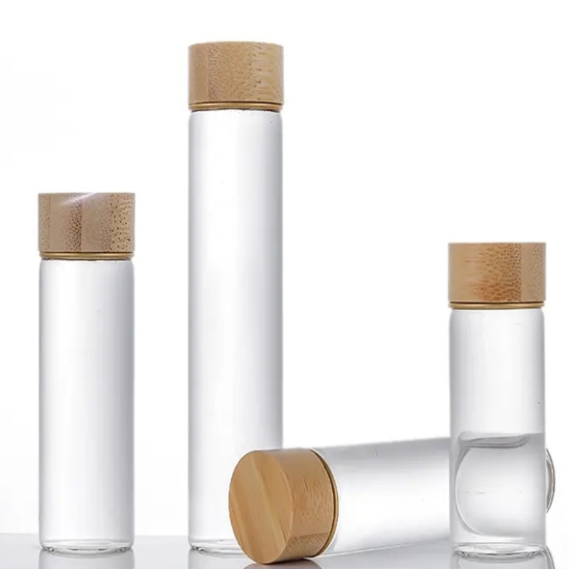 30 ml, 50 ml, 100 ml, transparentes, lebensmittelechtes, rundes, flaches Reagenzglas aus Glas