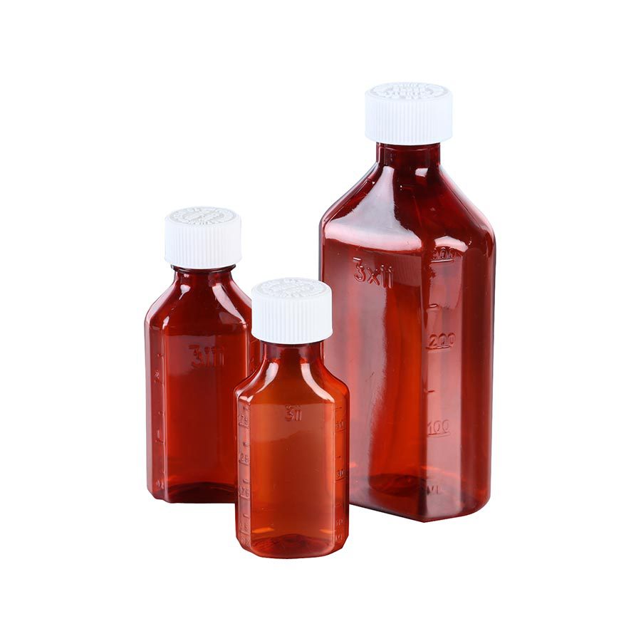 Behälter für flüssige Medikamente für Haustiere, kindersicher, ovale Hustensaftflasche, 113 ml, Vitaminflasche